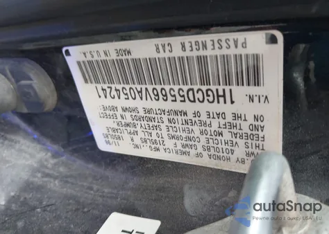 1997 Honda Accord Ex from USA, damaged, VIN 1HGCD5566VA054241